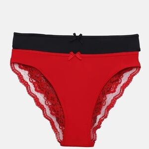 Joyspun Women's Cheeky Panties with Lace Back, 2-Pack Size XXXL(22)🆕